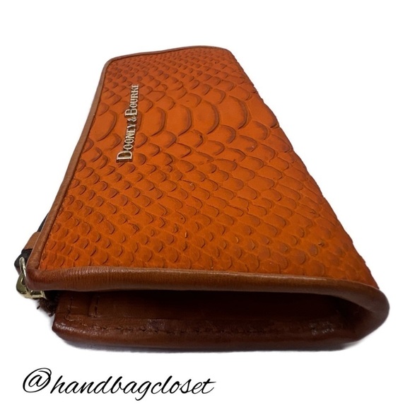 Dooney And Bourke DB Apricot Peach Orange Python Wallet Claremont Caldwell - Picture 5 of 8